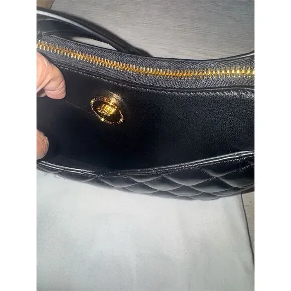 Versace Medusa Black Quilted Leather Shoulder/ crossbody Bag with Strap - Picture 11 of 14